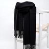 Женский осенне-зимний шарф из кашемира, утолщенный, теплый, однотонный, пашминовый, модная шаль с кисточками