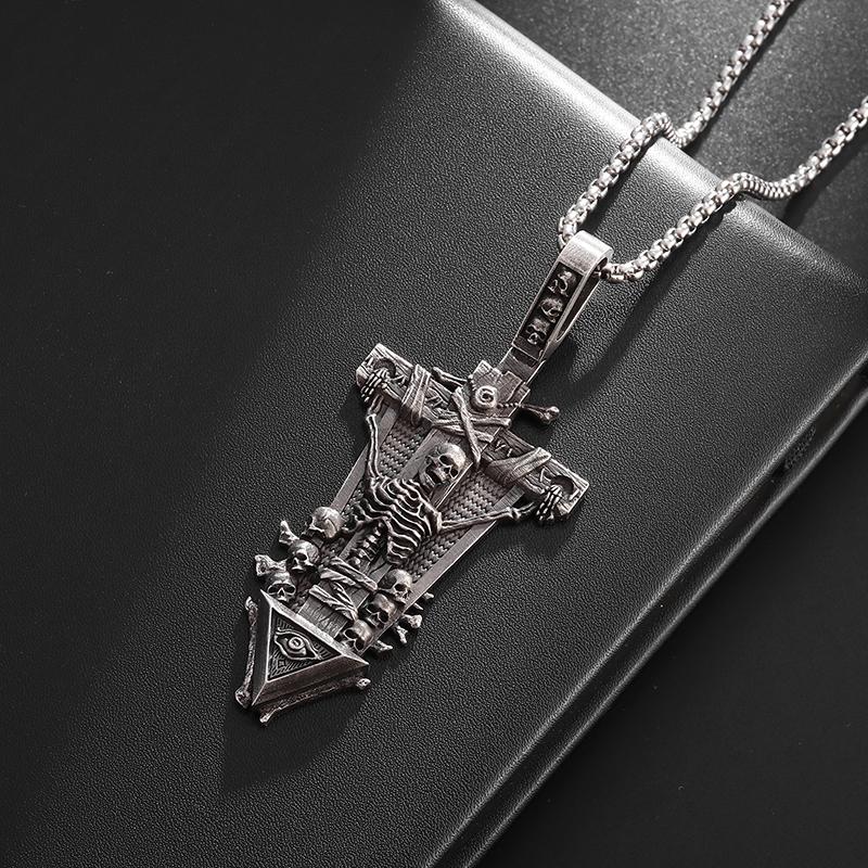 Vintage Catholic Cross Pendant Necklace Men Women Christian Believers Prayer Amulet Jewelry