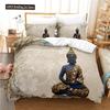 Buddha Statue Duvet Cover Set 3D Digital Printing Gold Queen King Size Bedding Set For Kids Boys Girls Polyester Comforter Set