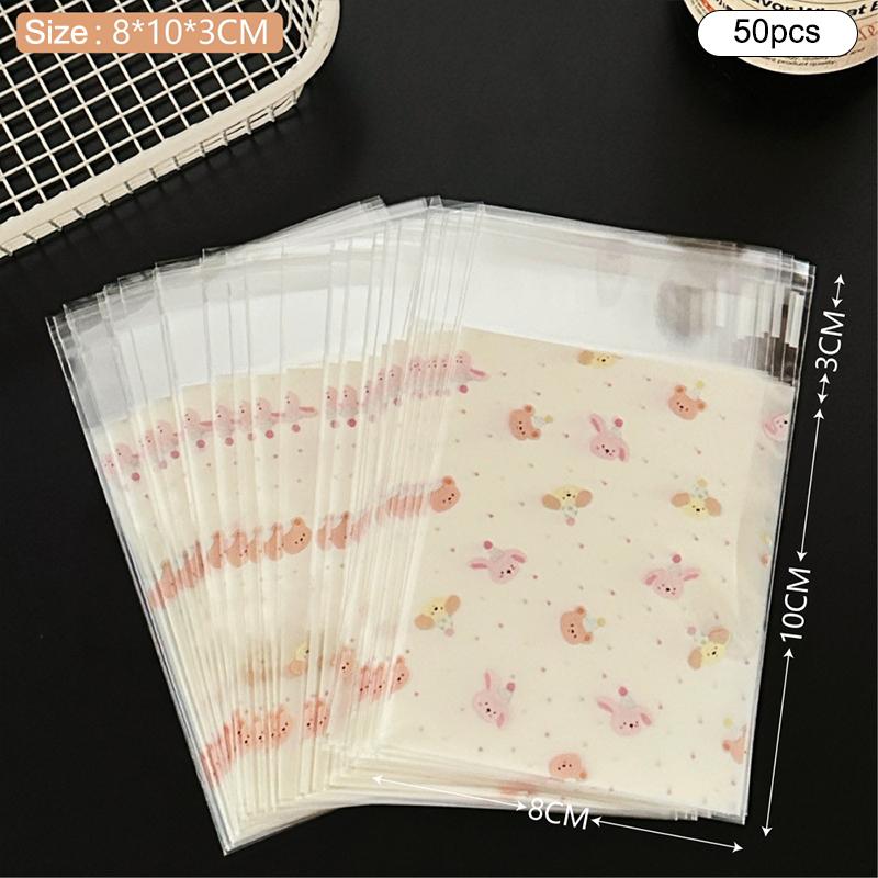 50 шт. милые мультяшные многоразовые пакеты самоклеящиеся креативные пакеты для печенья маленькие пакеты для конфет пакеты для закусок подарочная упаковка пакет
