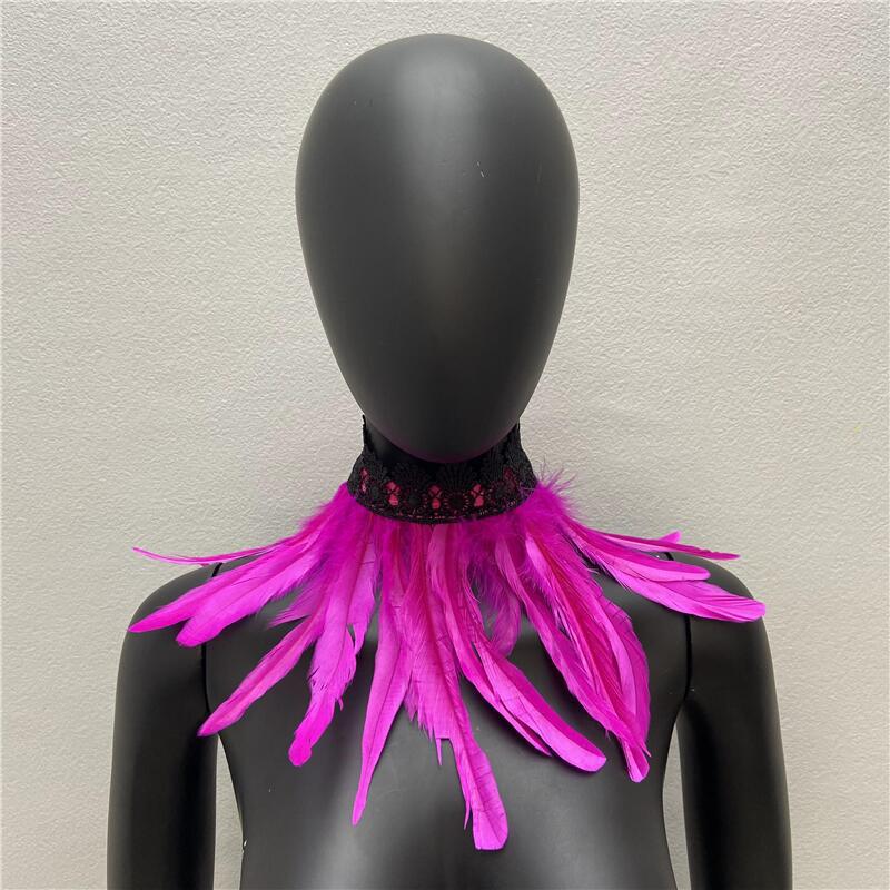 32 см Роскошный панк-перо чокер кружевное перо ожерелье готический перо шарф