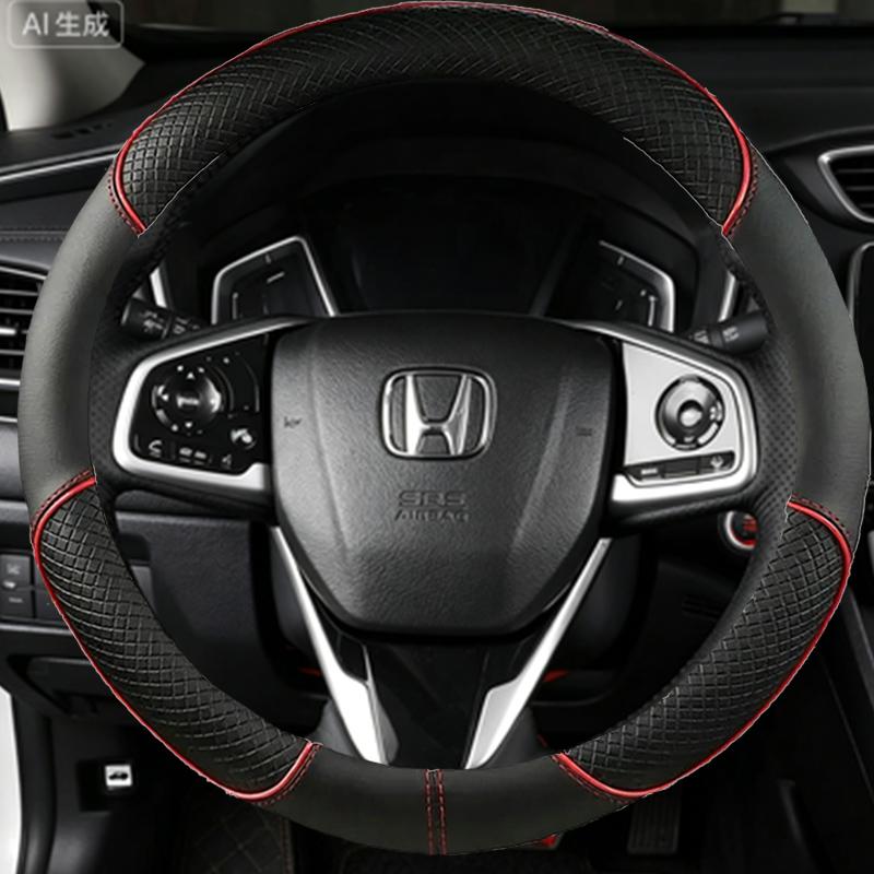 ZLQ4 Hand-Stitched Black Microfiber Leather Steering Wheel Cover For Honda Civic 10 2016-2019 CRV CR-V 2017-2019 Clarity 2016-2018