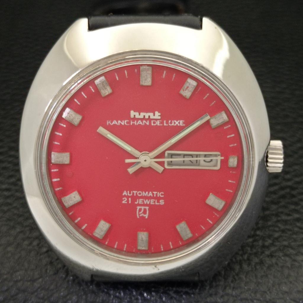 USED HMT KANCHAN DELUXE 6501 AUTOMATIC INDIAN MENS RED DIAL WATCH A432206-2 R110-a432206