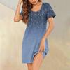 Womens Summer Dresses Short Sleeve Linen Casual T-Shirt Dresses Swing Beach Midi Dress Sundresses With Pockets
