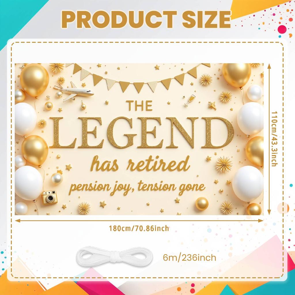 Pension Party Backdrop Elegant Joyful Retirement Backdrop Retirement Banner Sparkling Background For Happy Send-off Friends