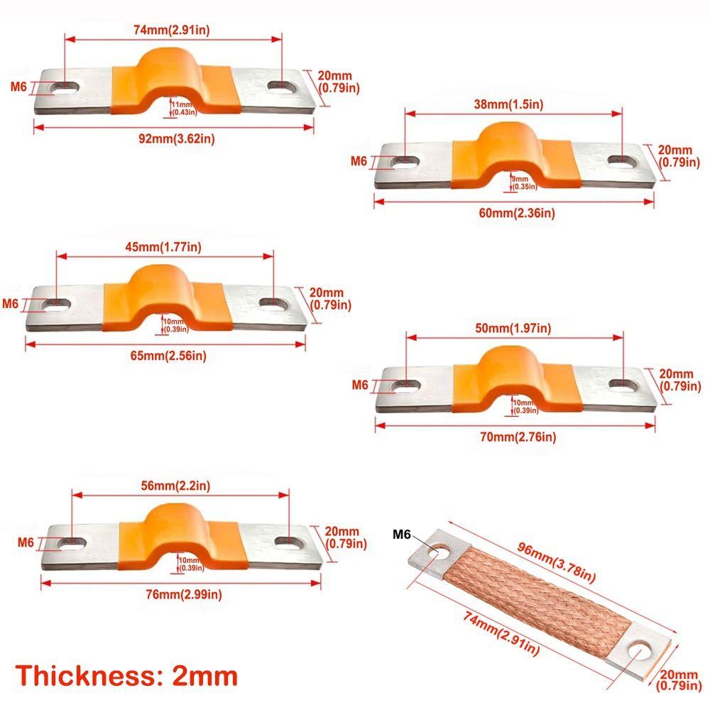 New 230Ah 280Ah Battery Cells Connector 2mm M6 Posts Straps Copper Connecter Copper Bar