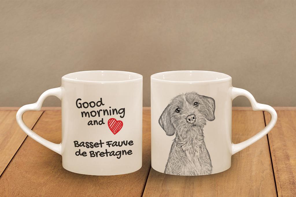 Basset Fauve de Bretagne, Fawn Brittany Basset - cup with a dog, adorable cup with a heart-shaped handle, universal gift from the Art-Dog brand