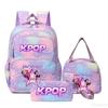 Трехкомпонентный набор K-pop Девушка-Охотник на Демонов Цветной Школьный Рюкзак Сумка для Ланча Пенал Подарочная Коробка