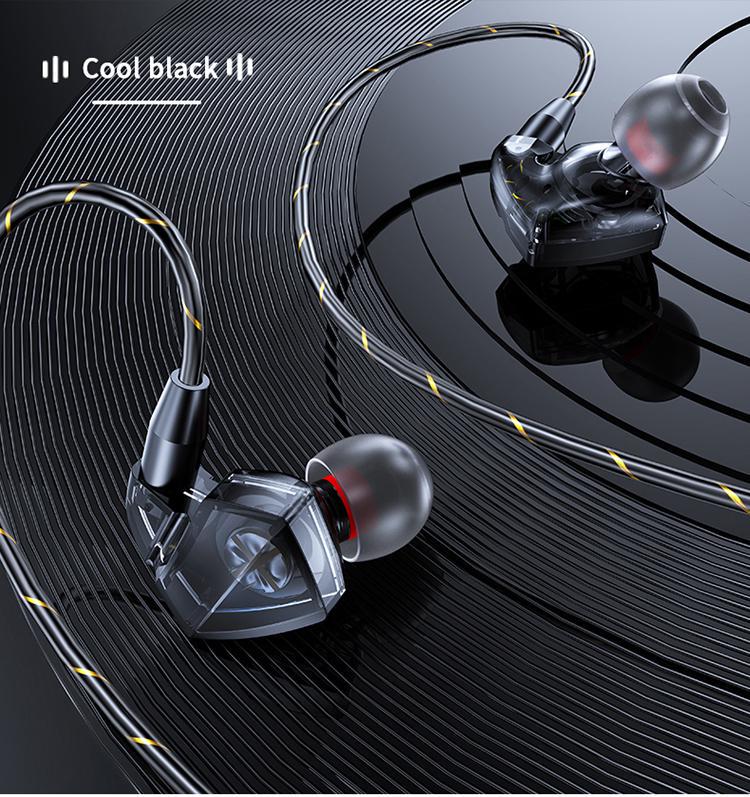 Стерео наушники внутриушные с усиленным проводом и встроенным микрофоном