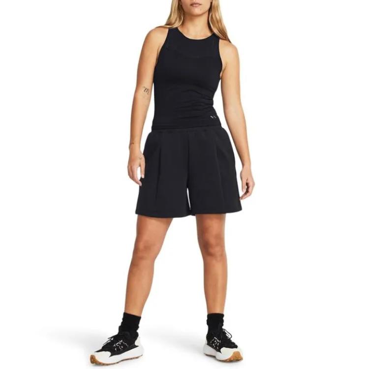 Under Armour Тренировочные шорты Unstoppable Solid Fleece со складками, женские, черные 1382764-001