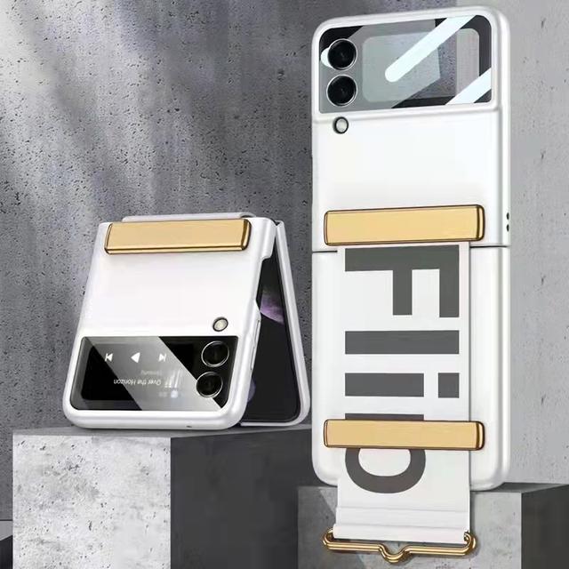 Защитный стеклянный чехол для объектива камеры с ремешком для Samsung Galaxy Z Flip 4 3 5g, чехол-браслет, пластиковая задняя крышка для ПК, Z Flip4 Capa