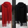 Autumn And Winter New Women'S Cashmere Scarf Solid Color Imitation Cashmere Pulling Scarf Thick Embroidery Cashmere Shawl