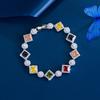 Light Luxury French Design Sugar Cube Colored Gemstone Bracelet Geometric Temperament High-End Zircon Hand Jewelry