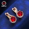 Red Clip Earrings For Women Cubic Zirconia Fashion Leaf Stud Earrings Jewelry For Wedding Party Gifts