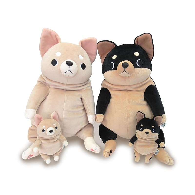 Morisaka Global Mochi Chihuahua Large Black 22 x 22 x 30cm Chihuahua Plush Toy, Soothing, Soft and Squishy, Cute Animal, Mochi Series MOCI-0350B