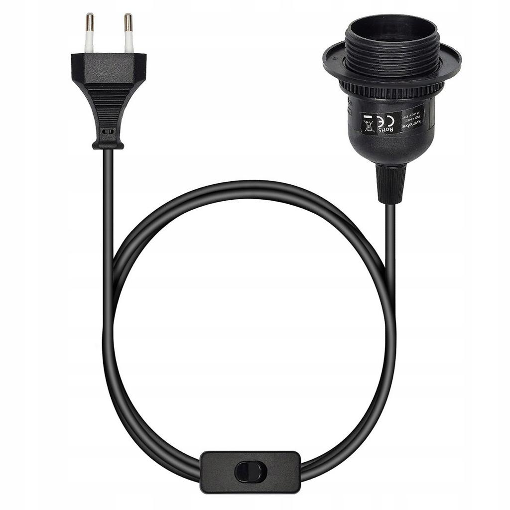 Cable with switch for the lamp Black E27 bulb holder with switch set
