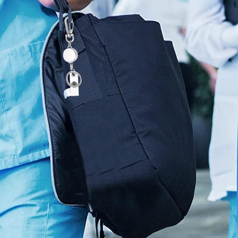 Metal Retractable Badge Reel ID Badge Holder with Cord Portable Carabiner Key Chain Office Supplies