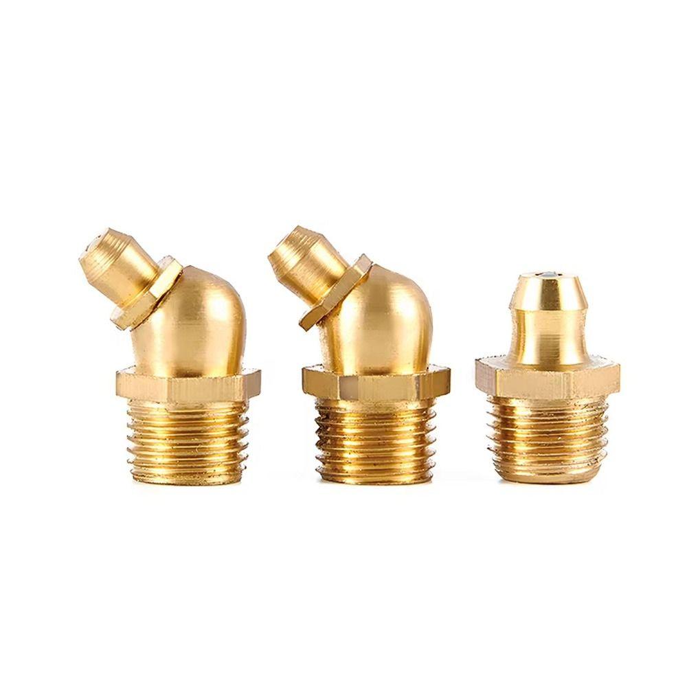 10Pcs Brass Brass Grease Nipple Oil Zerk Fitting for Construction Machinery