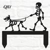 Funny Halloween Yard Stake Skeleton Dog Garden Stake, Black Walking Metal Decoration, Art for Outdoor Lawn Decoration Decor
