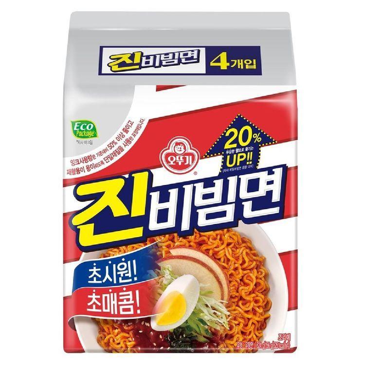 Ottogi Jin BibimMyon 156g x 4ea / Refreshing spicy flavor, Korean Noodle, Kfood, Authentic Korean Food