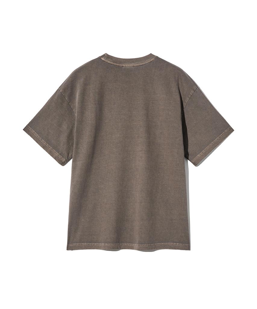 GAKKAI UNIONS Symbol Over-Crop Pigment Embroidered T-Shirt Khaki Mocha