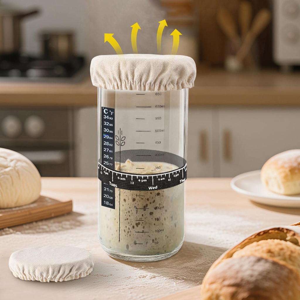 Sourdough Jar Cover 4 Pieces Reusable Elastic Protective Cloth Sleeve Dustproof Fermentation Accessory For Baking Making