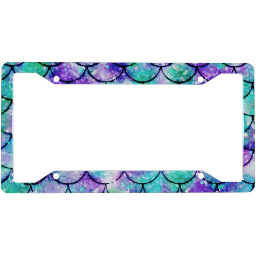 Mermaid License Plate Frame 2 Pack Universal US Car Plate Holder Cover Accessories Decor With Screw For Women Man 12.3 X 6.3 Inch