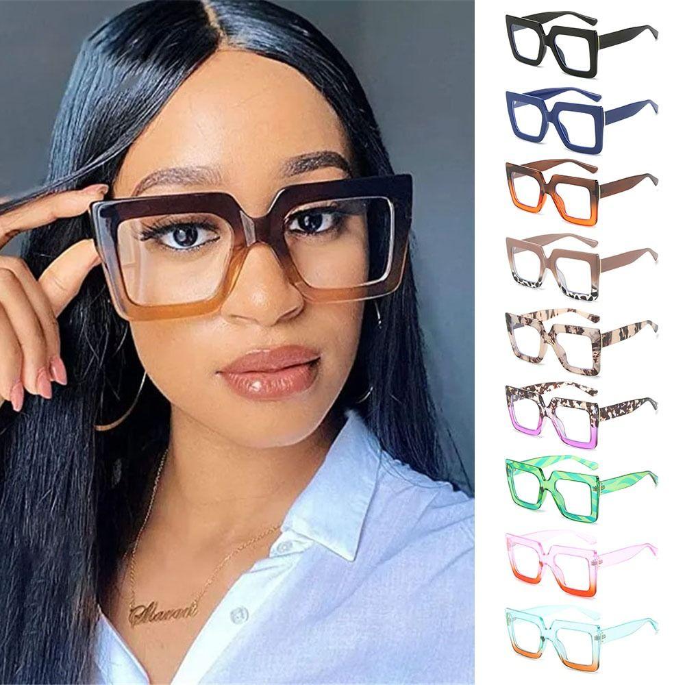 Oversized Anti-Blue Light Glasses Square Female Eyeglasses Vintage Computer Eyewear  for Women