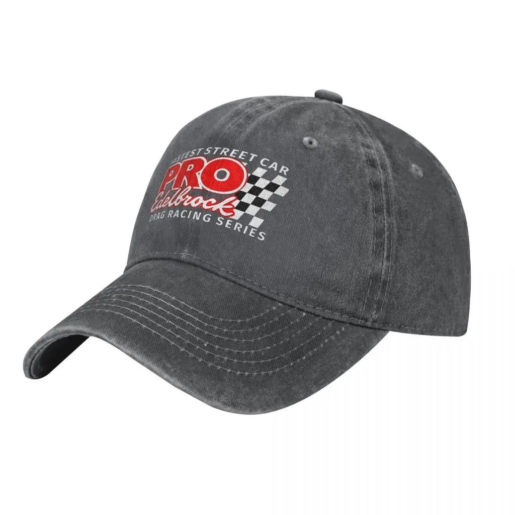 EDELBROCK PRO DRAG RACING SERIES denim Hat Durable for All Seasons Mens Caps Womens Baseball Cap