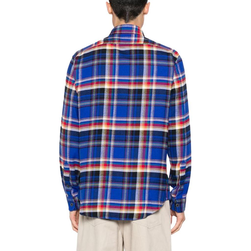 Polo Ralph Lauren клетчатый воротник поло однобортная рубашка с длинным рукавом и закругленным подолом мужские рубашки синий 710918882-001