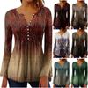 Women's Printed Bell Sleeves Button Collar Button Printed Long Sleeves Holiday Basics Tunic Slim Tops Printed Ethnic Tops Summer T-Shirts