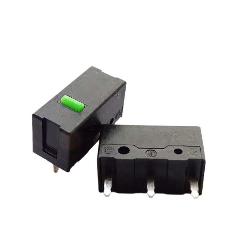 Медный микропереключатель с зеленой точкой для игровой мыши для ПК с 3-контактной конструкцией, рассчитанный на 60 миллионов нажатий