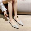 Weiwei Women's Rhinestone Pointed Toe Flats - Low Heel Slip-on Loafers with Soft Sole