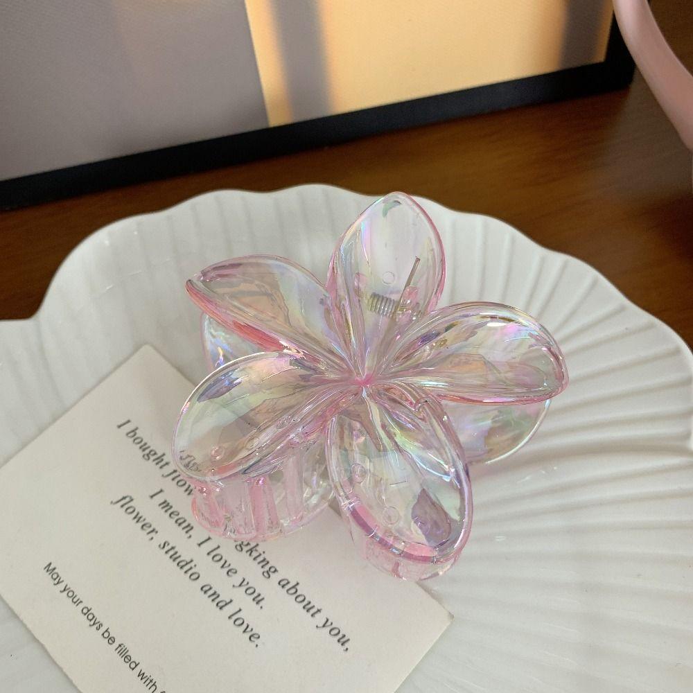 Пластиковая прозрачная заколка-краб для волос, большая заколка-коготь для волос, милая заколка для волос с цветком, уличная одежда