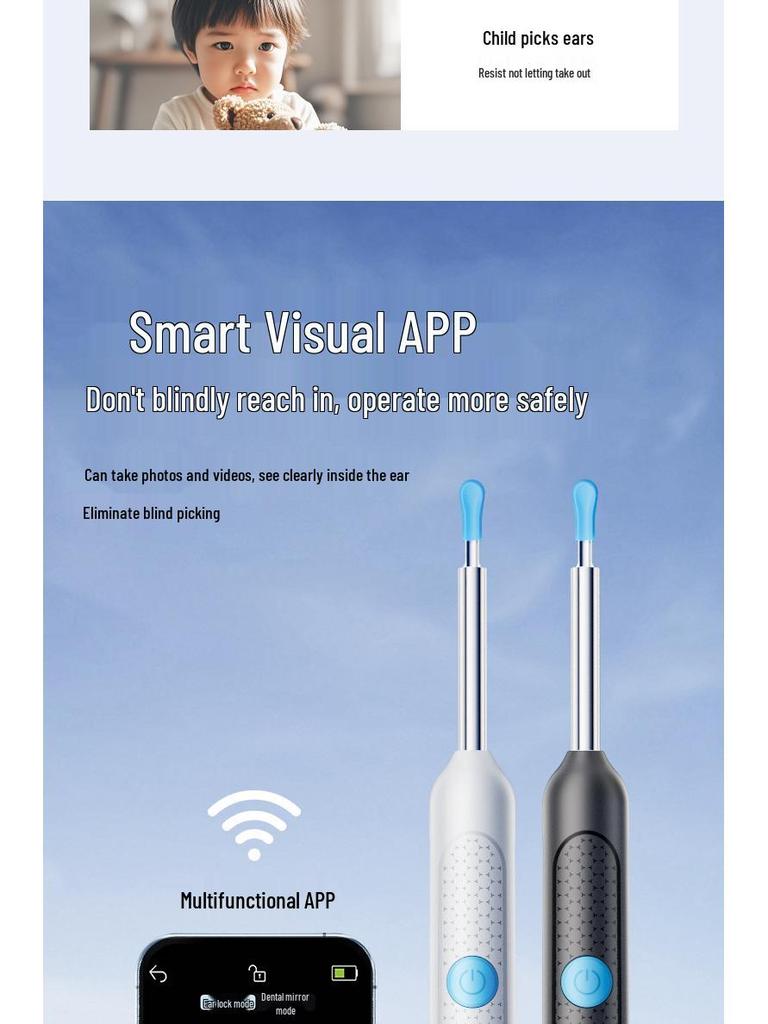 Детская умная беспроводная HD камера инструмент для чистки ушей