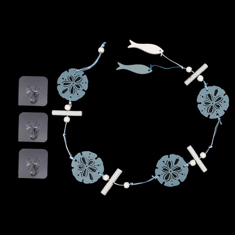 Studio Props Wall Hanging Hand Made Mediterranean Starfish Hung Fish Nautical Decor Hang Wood Marine Pendant For Home Decoration