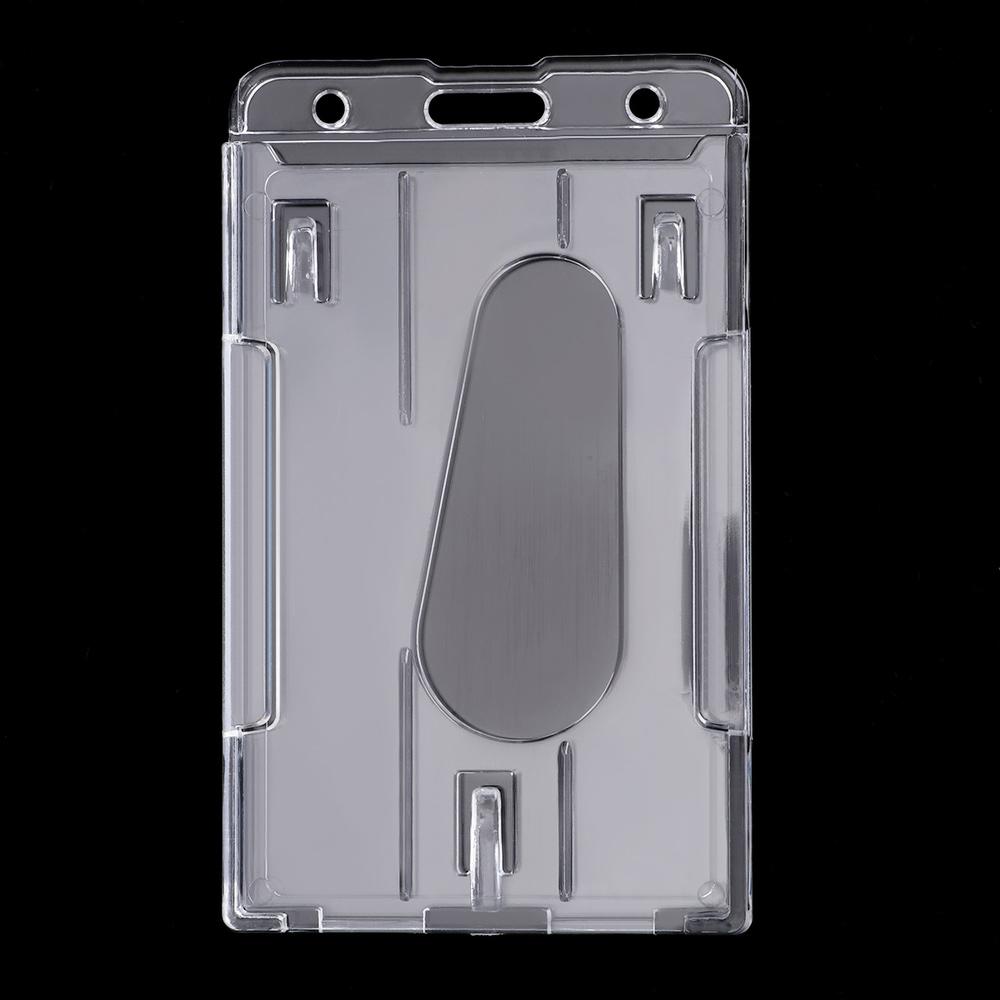 Hot Plastic Hard Transparent Badge Holder Clear Double Card ID case