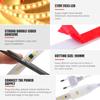 220V LED Strip Light IP65 Waterproof Dimmable Ribbon Stripe Adhesive 120LEDs/m Flexible LED Tape with Dimmer/Switch/Power Plug
