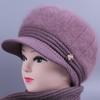 Middle Aged Elderly Hats Women Winter Knitted Woolen Hats Rabbit Hair with Thick Velvet Mother's Elderly Women's Hats Grandmother's Warm Hats