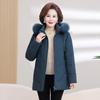 Middle-aged and Elderly Mothers' Down Jacket Women's Winter New White Duck Down Large Fur Collar Mid-length Coat