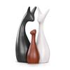 Home Decor Lucky Matt Black Brown White Deer Family Matte Finish Ceramic Figures- (Set of 3)