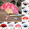 Silk Vintage Style Folding Fan Colorful Shank Classical Dance Fan Home Decoration