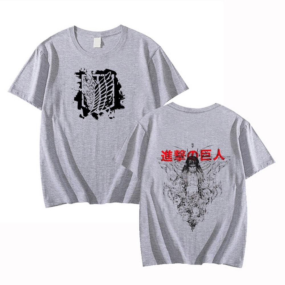 Аниме Атака Титанов Футболки Мужские Высококачественный Хлопок Shingeki No Kyojin Футболка Короткий Рукав Манга Эрен Микаса Топы Футболки