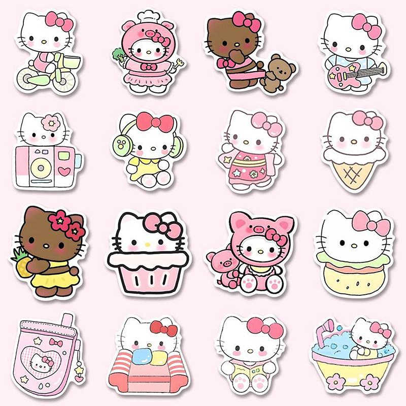 100 шт. Наклейки Sanrio Серия Hello Kitty Милые Многоцелевые Наклейки для DIY Водонепроницаемые Декоративные Наклейки для Холодильника Компьютера