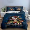 One Piece Anime Bedding Set Blue Design Bedding set (1 duvet cover, 2 pillowcases, duvet not included)