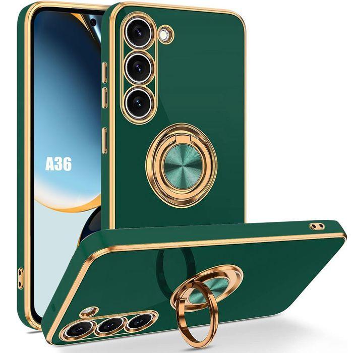 Чехол для Samsung Galaxy A36 5G - Силиконовая защита с кольцом Ночной Зеленый