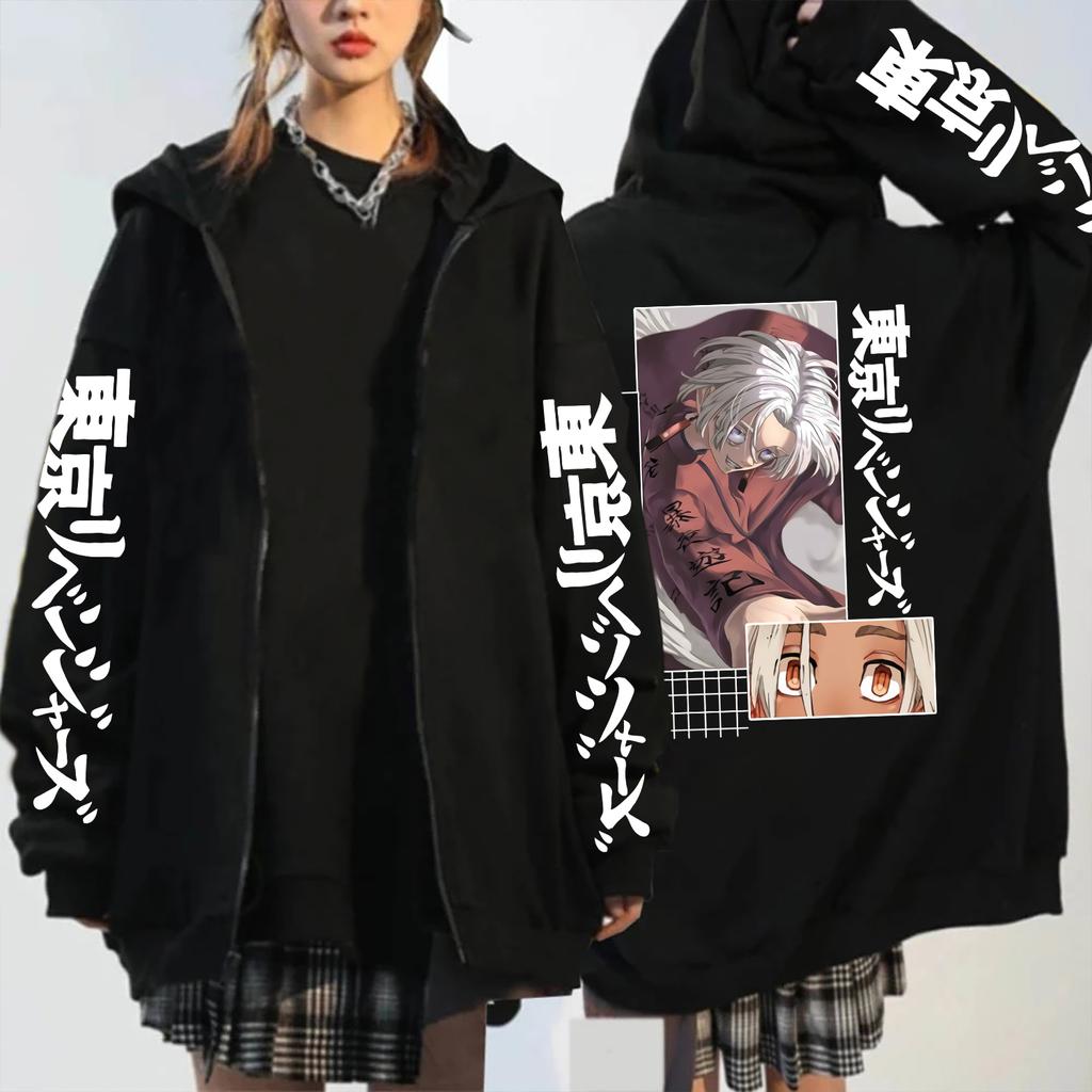 Kurokawa Izana Graphic Printed Hooded Tokyo Revengers Anime Streetwear Men Women Zip Up Hoodies Harajuku Sweatshirt Zip Jacket