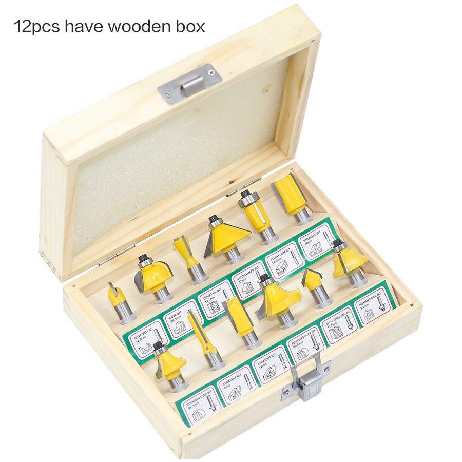 12pcs Corner Round Over Router Bit with Bearing for Wood Woodworking Tool Tungsten Carbide Milling Cutter