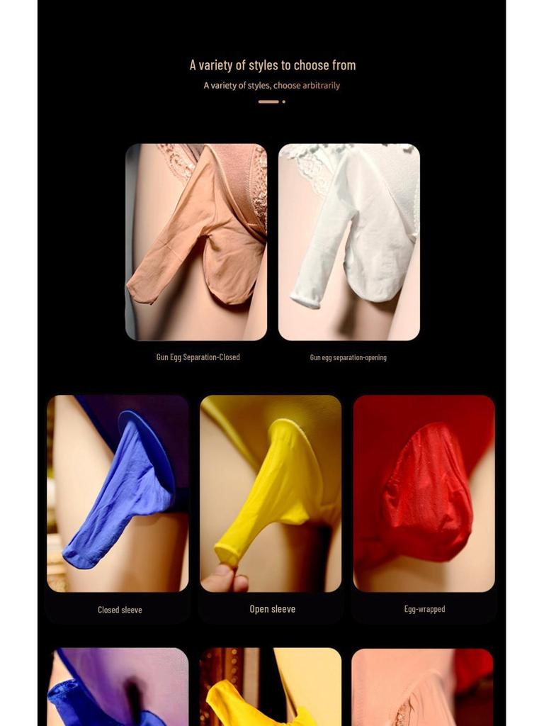 Шелковистые 0,01" Бесшовные Мужские Ультратонкие Прозрачные Колготки Большого Размера с Глубокой Ластовицей и Защитой JJ