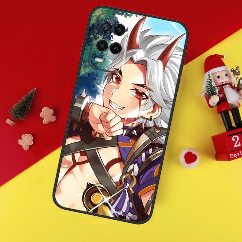 Чехол Genshin Impact Аратаки Итто для Oppo A78 A98 A18 A38 A58 A5 A6 Pro A54 A74 A94 A17 A57 A80 A60 A40 A96 A76 A16 A15